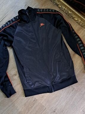 Kappa Black Bomber Jacket with Red Piping